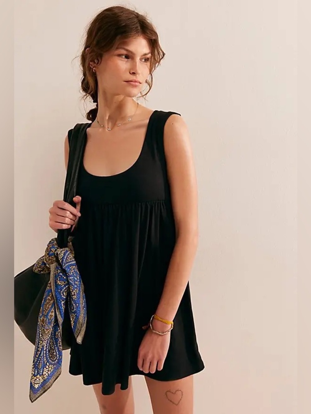 NEW Free People Mazarine Mini Dress in Black